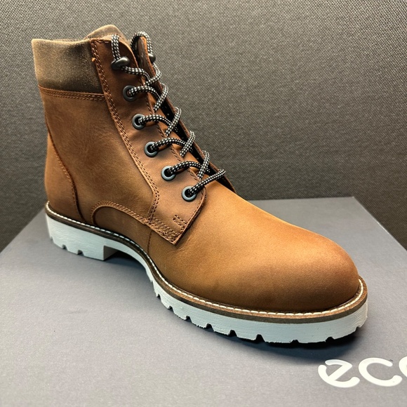 NIB! ECCO Men's Jamestown High-Cut Cognac Cocoa Brown Boot Size EU43/US9-9.5 - Picture 2 of 15